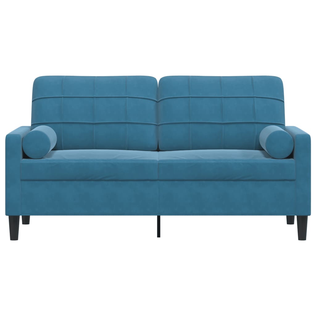 Tweezitsbank met sierkussens 140 cm fluweel blauw is nu te koop bij PeponiXL, paradijselijk wonen!