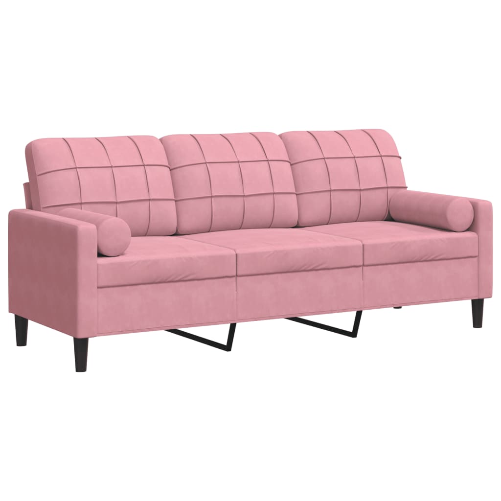Driezitsbank met sierkussens 180 cm fluweel roze is nu te koop bij PeponiXL, paradijselijk wonen!