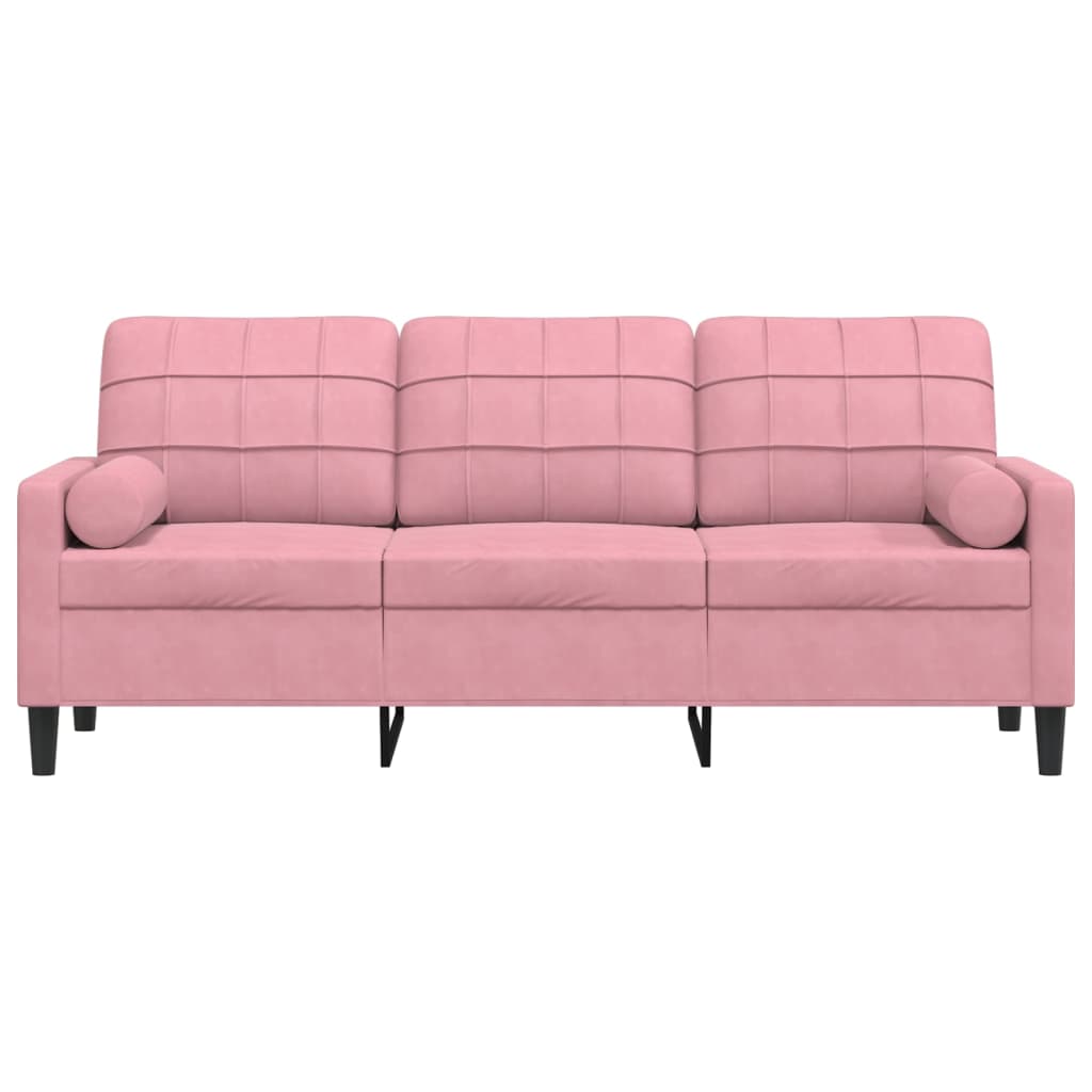 Driezitsbank met sierkussens 180 cm fluweel roze is nu te koop bij PeponiXL, paradijselijk wonen!