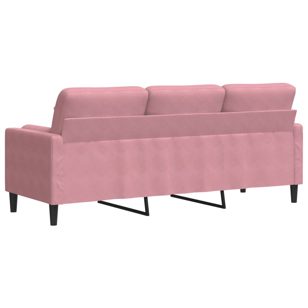 Driezitsbank met sierkussens 180 cm fluweel roze is nu te koop bij PeponiXL, paradijselijk wonen!