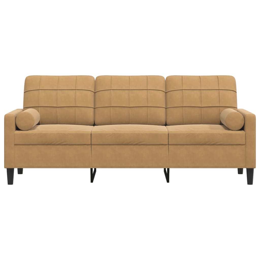 Driezitsbank met sierkussens 180 cm fluweel bruin is nu te koop bij PeponiXL, paradijselijk wonen!