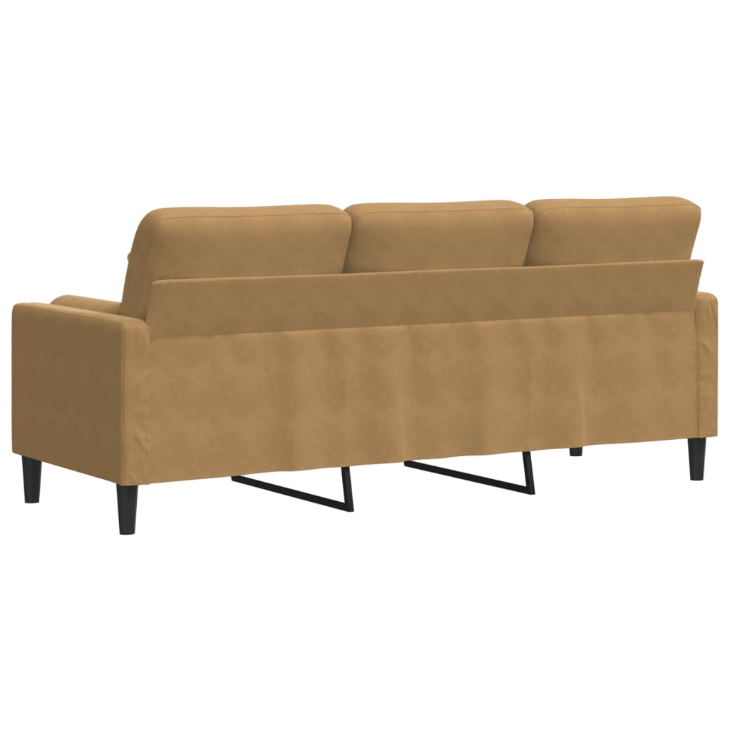 Driezitsbank met sierkussens 180 cm fluweel bruin is nu te koop bij PeponiXL, paradijselijk wonen!