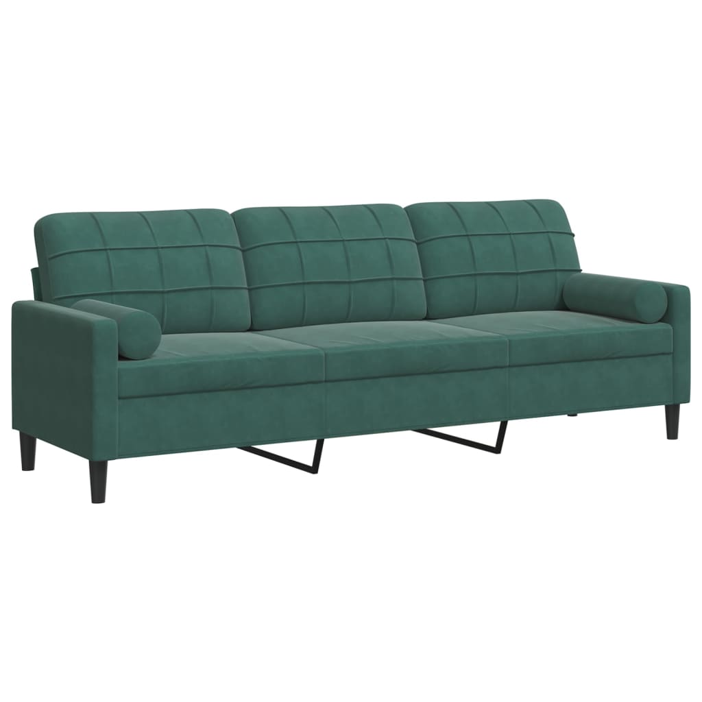 3-zitsbank met sierkussens 210 cm fluweel donkergroen is nu te koop bij PeponiXL, paradijselijk wonen!