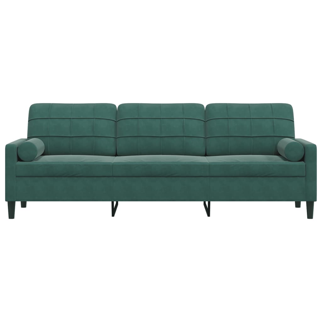 3-zitsbank met sierkussens 210 cm fluweel donkergroen is nu te koop bij PeponiXL, paradijselijk wonen!