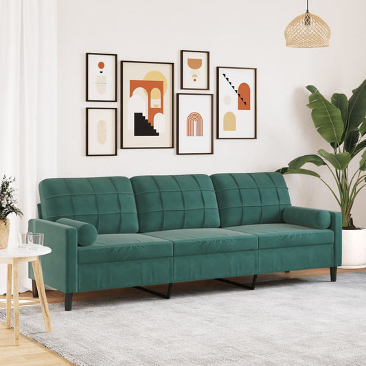 3-zitsbank met sierkussens 210 cm fluweel donkergroen is nu te koop bij PeponiXL, paradijselijk wonen!