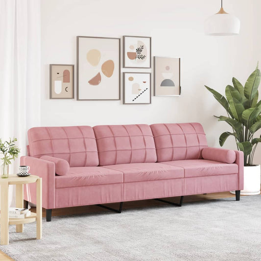 3-zitsbank met sierkussens 210 cm fluweel roze is nu te koop bij PeponiXL, paradijselijk wonen!