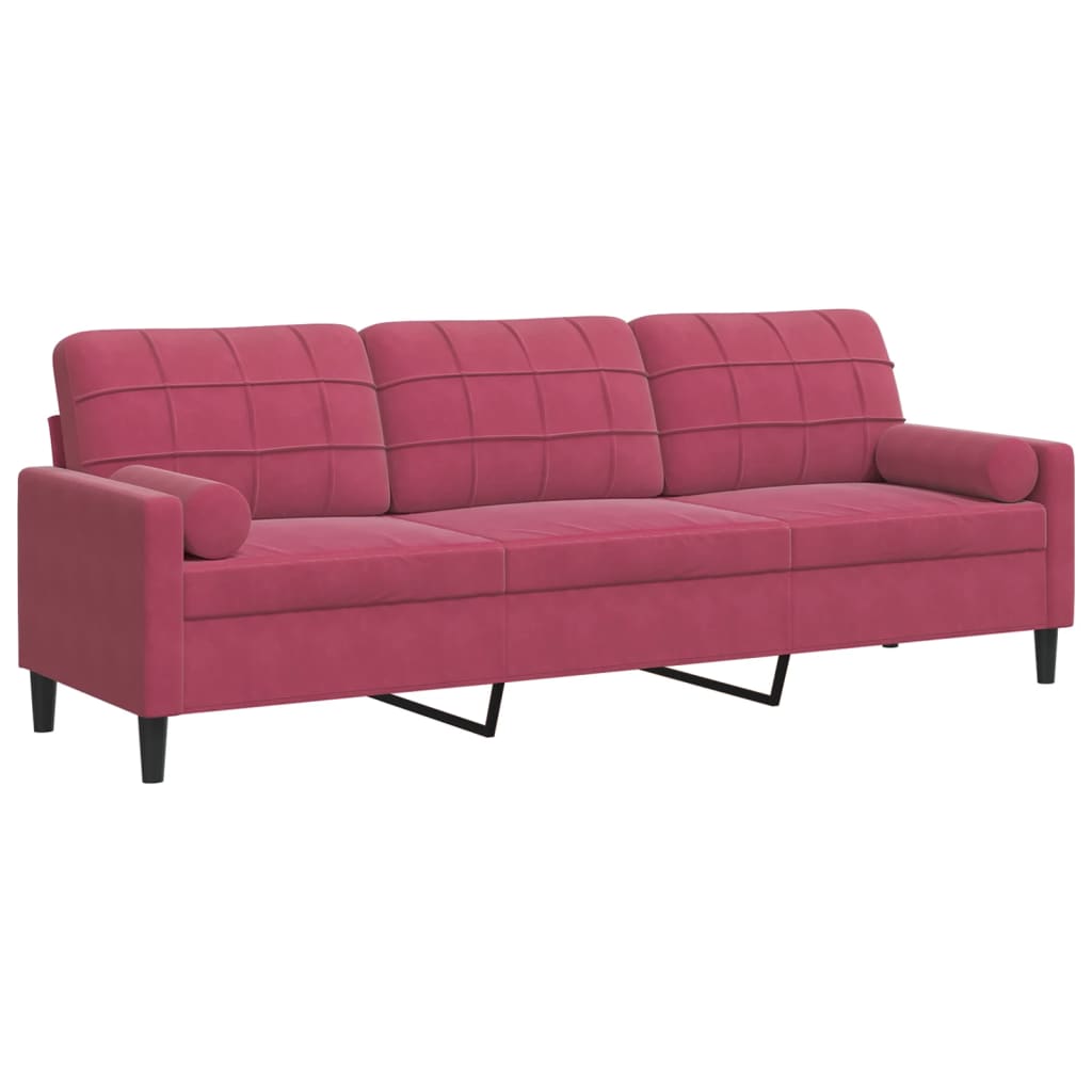 3-zitsbank met sierkussens 210 cm sierkussen fluweel wijnrood is nu te koop bij PeponiXL, paradijselijk wonen!