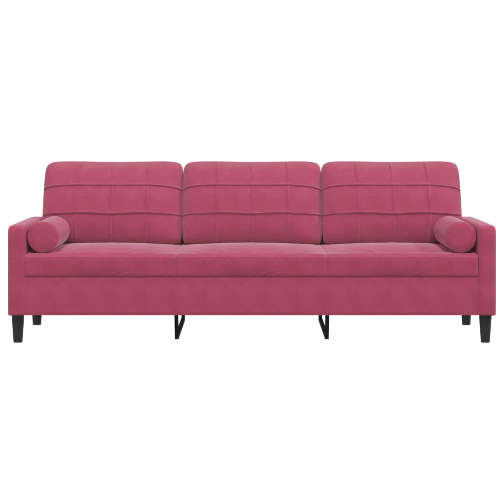 3-zitsbank met sierkussens 210 cm sierkussen fluweel wijnrood is nu te koop bij PeponiXL, paradijselijk wonen!