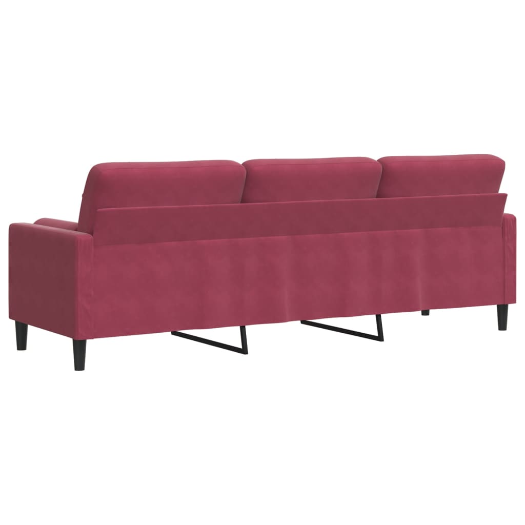 3-zitsbank met sierkussens 210 cm sierkussen fluweel wijnrood is nu te koop bij PeponiXL, paradijselijk wonen!