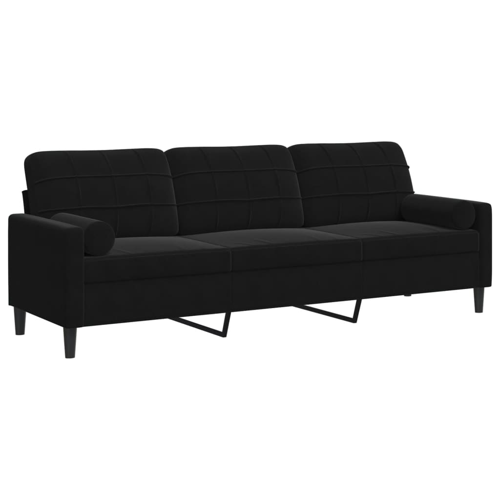 3-zitsbank met sierkussens 210 cm fluweel zwart is nu te koop bij PeponiXL, paradijselijk wonen!