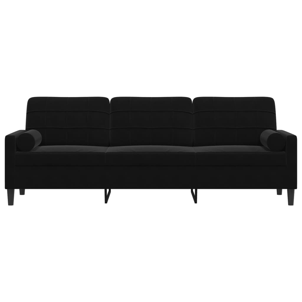 3-zitsbank met sierkussens 210 cm fluweel zwart is nu te koop bij PeponiXL, paradijselijk wonen!