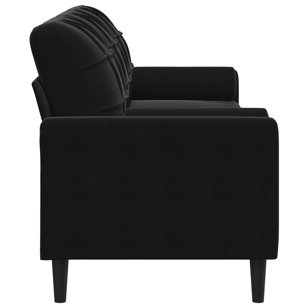 3-zitsbank met sierkussens 210 cm fluweel zwart is nu te koop bij PeponiXL, paradijselijk wonen!