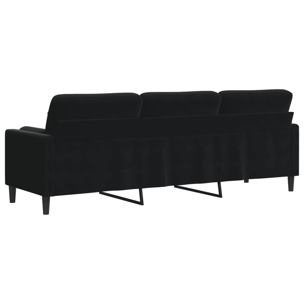 3-zitsbank met sierkussens 210 cm fluweel zwart is nu te koop bij PeponiXL, paradijselijk wonen!