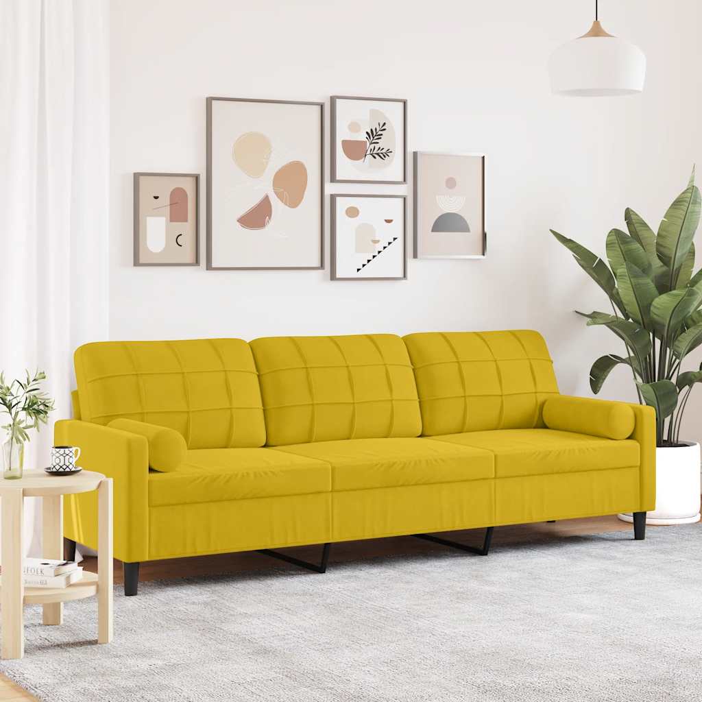 3-zitsbank met sierkussens 210 cm fluweel geel is nu te koop bij PeponiXL, paradijselijk wonen!