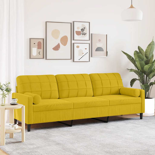 3-zitsbank met sierkussens 210 cm fluweel geel is nu te koop bij PeponiXL, paradijselijk wonen!