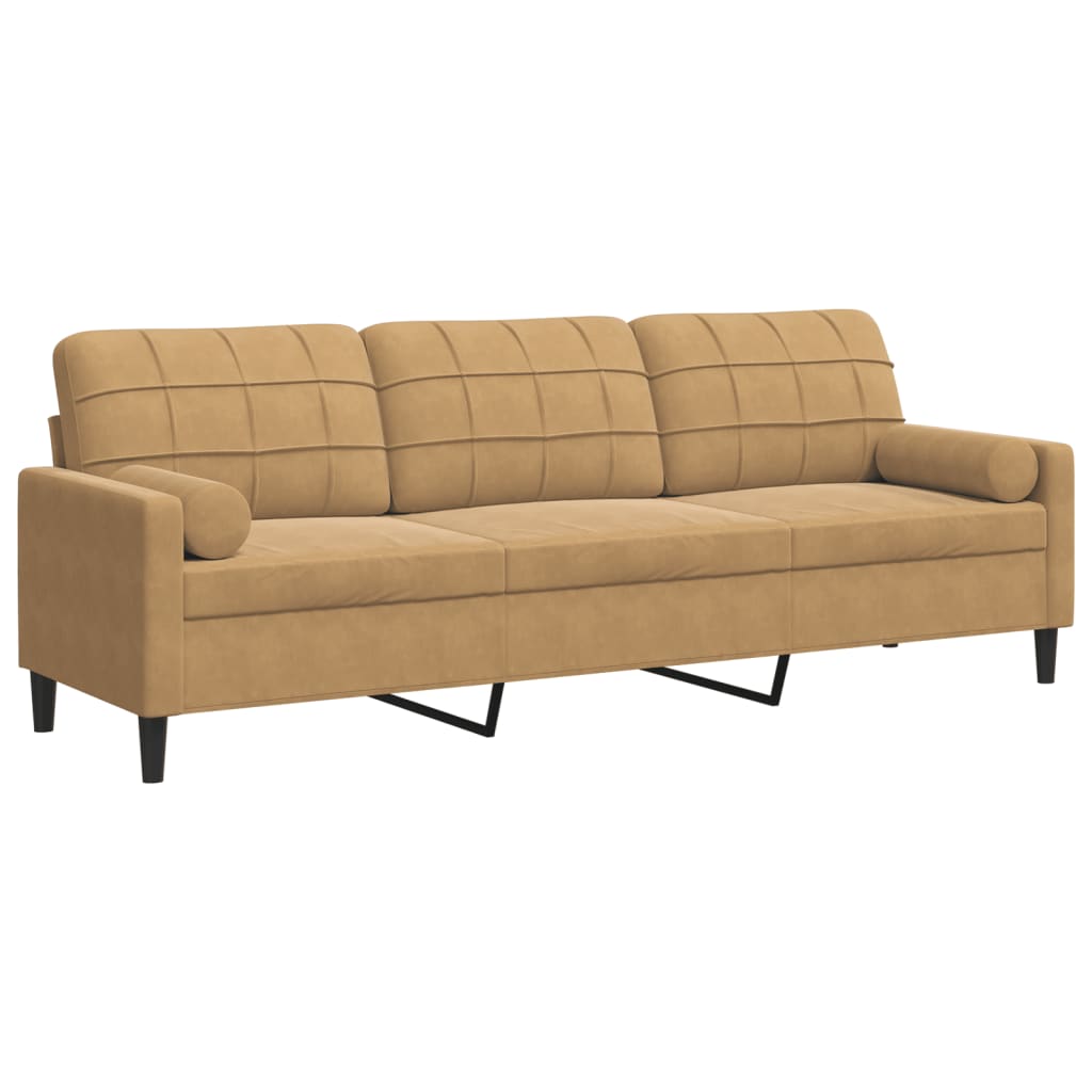 3-zitsbank met sierkussens 210 cm fluweel bruin is nu te koop bij PeponiXL, paradijselijk wonen!