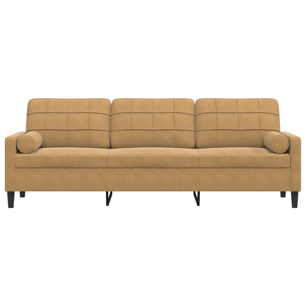 3-zitsbank met sierkussens 210 cm fluweel bruin is nu te koop bij PeponiXL, paradijselijk wonen!