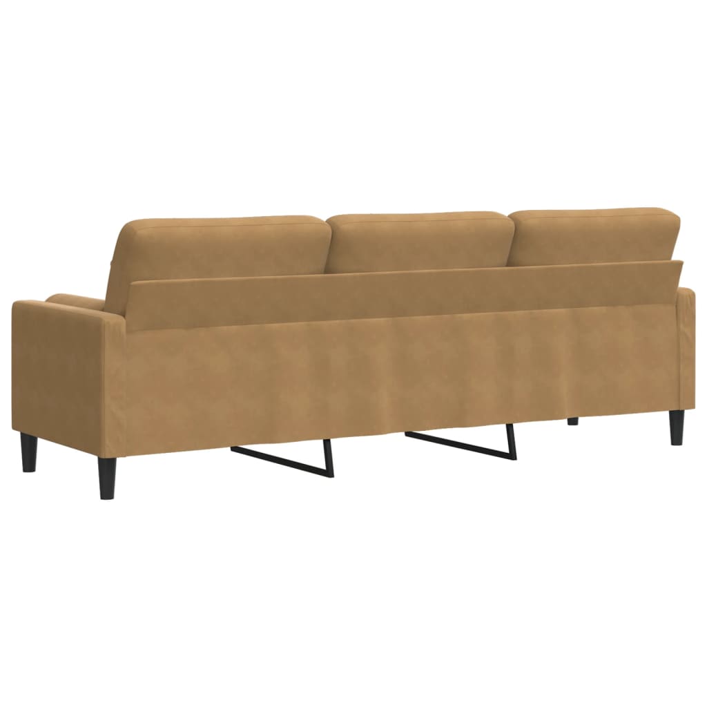 3-zitsbank met sierkussens 210 cm fluweel bruin is nu te koop bij PeponiXL, paradijselijk wonen!