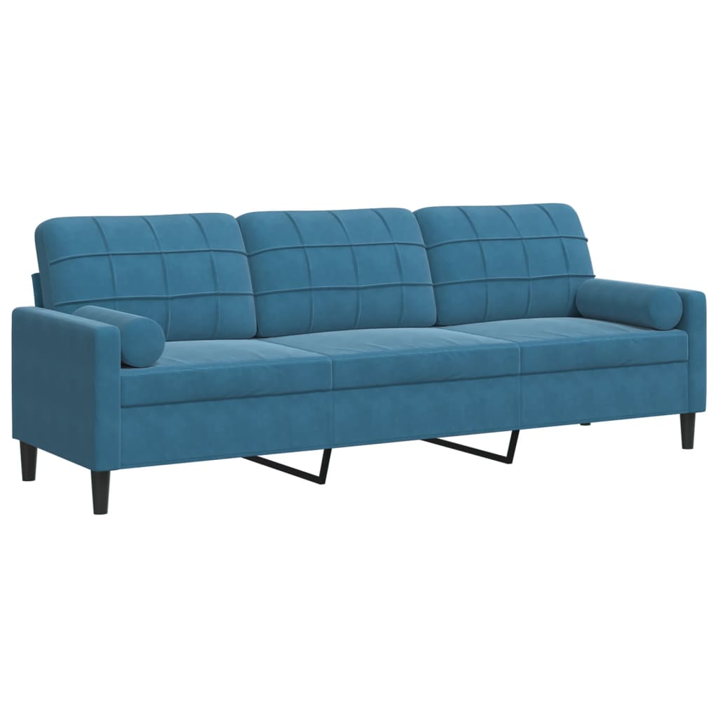 3-zitsbank met sierkussens 210 cm fluweel blauw is nu te koop bij PeponiXL, paradijselijk wonen!