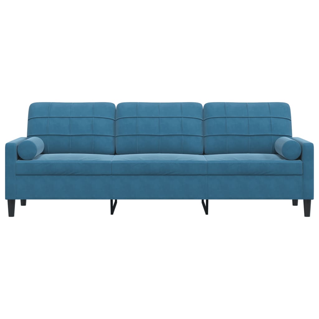 3-zitsbank met sierkussens 210 cm fluweel blauw is nu te koop bij PeponiXL, paradijselijk wonen!