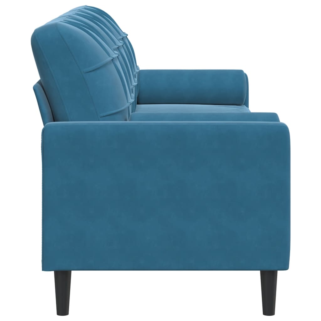 3-zitsbank met sierkussens 210 cm fluweel blauw is nu te koop bij PeponiXL, paradijselijk wonen!