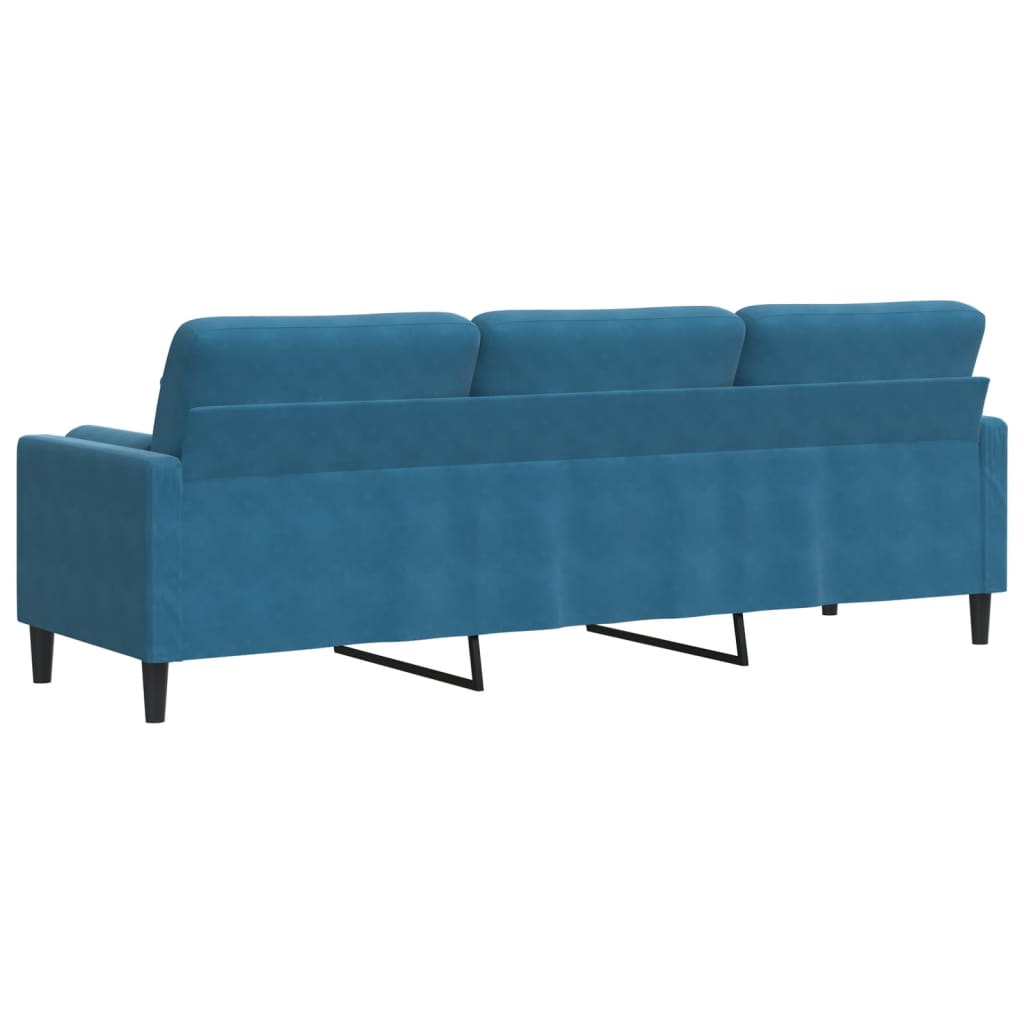 3-zitsbank met sierkussens 210 cm fluweel blauw is nu te koop bij PeponiXL, paradijselijk wonen!