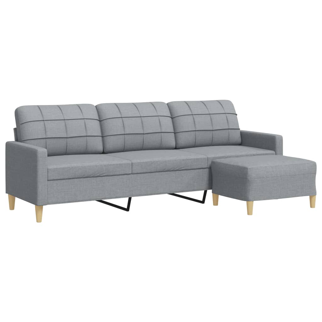 Driezitsbank met voetenbank 210 cm stof lichtgrijs is nu te koop bij PeponiXL, paradijselijk wonen!