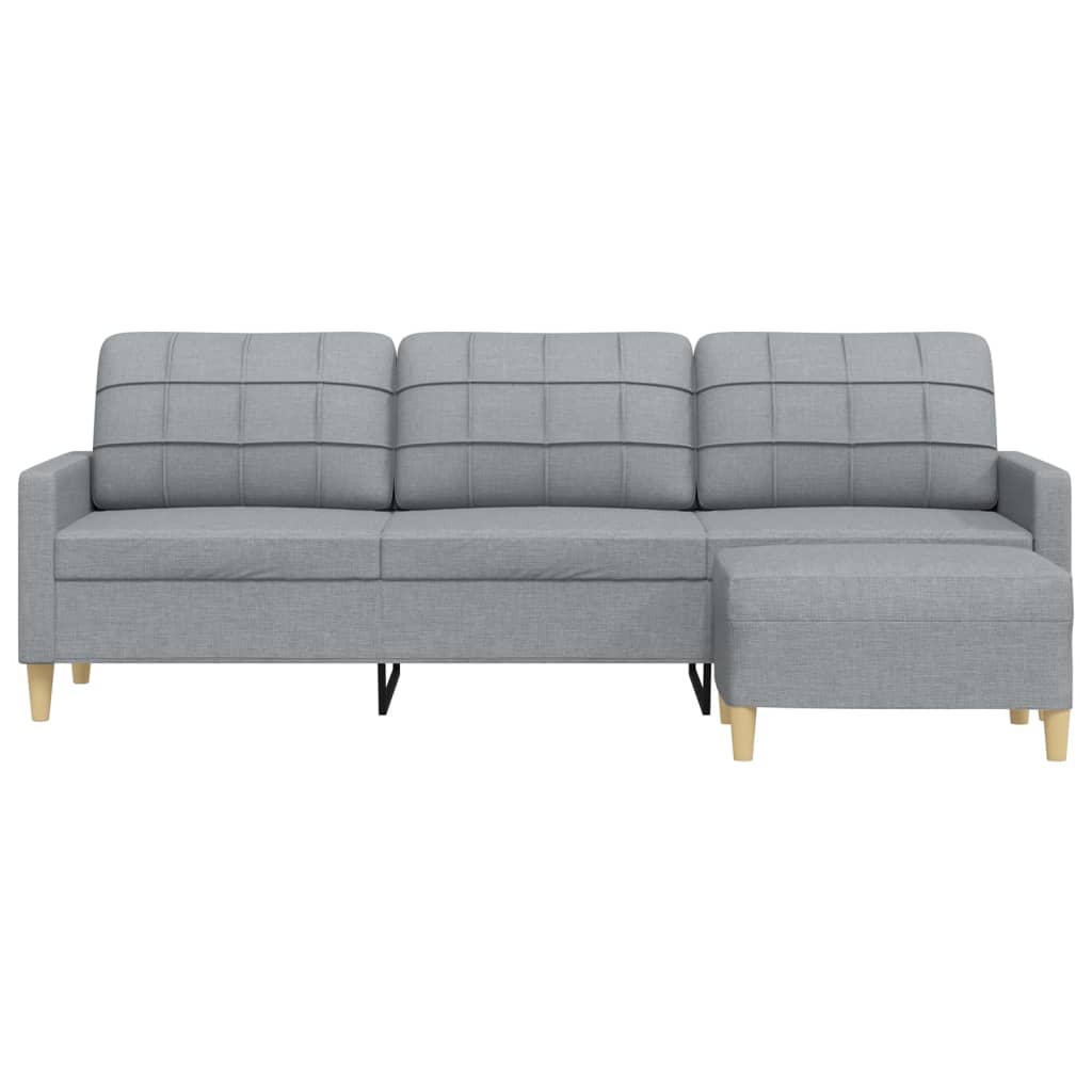 Driezitsbank met voetenbank 210 cm stof lichtgrijs is nu te koop bij PeponiXL, paradijselijk wonen!