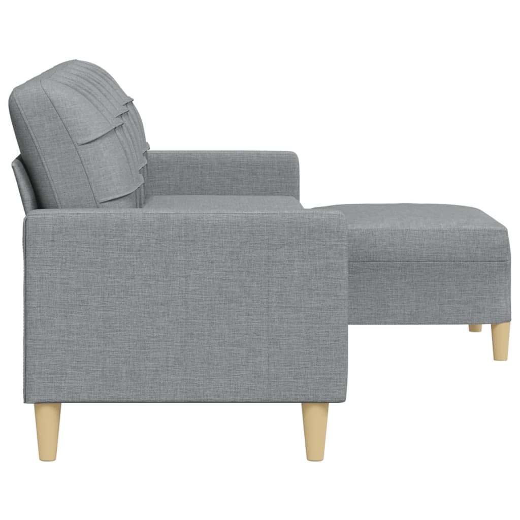 Driezitsbank met voetenbank 210 cm stof lichtgrijs is nu te koop bij PeponiXL, paradijselijk wonen!