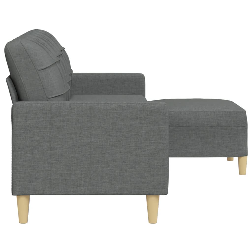 Driezitsbank met voetenbank 210 cm stof donkergrijs is nu te koop bij PeponiXL, paradijselijk wonen!