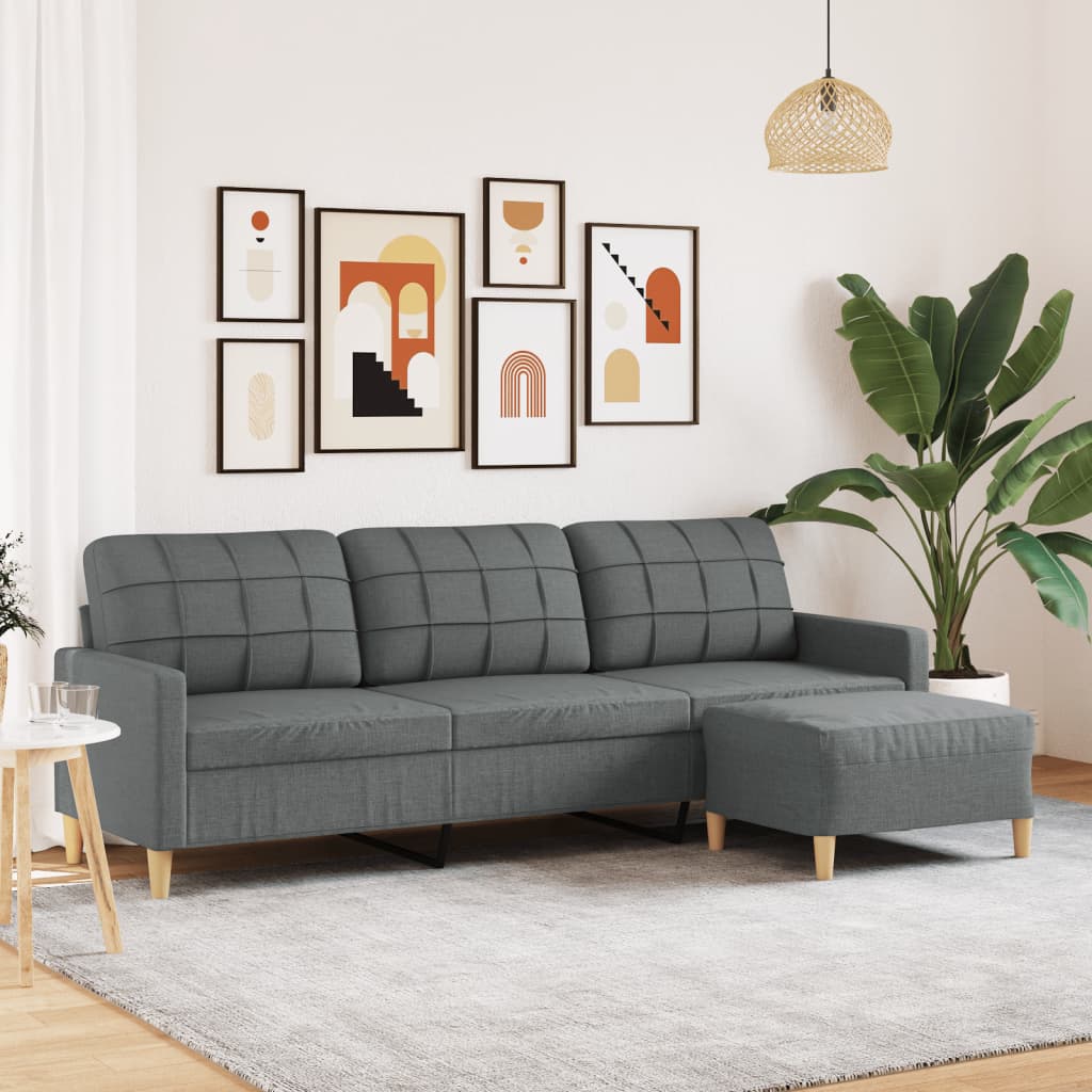 Driezitsbank met voetenbank 210 cm stof donkergrijs is nu te koop bij PeponiXL, paradijselijk wonen!