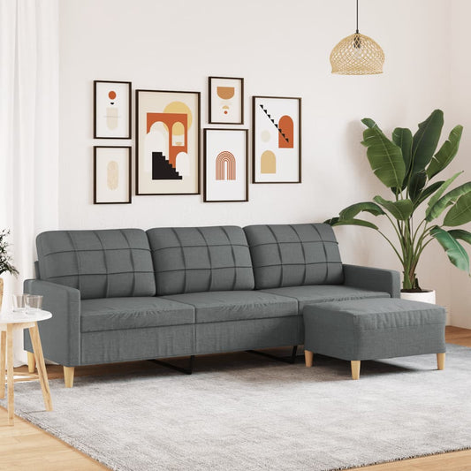 Driezitsbank met voetenbank 210 cm stof donkergrijs is nu te koop bij PeponiXL, paradijselijk wonen!