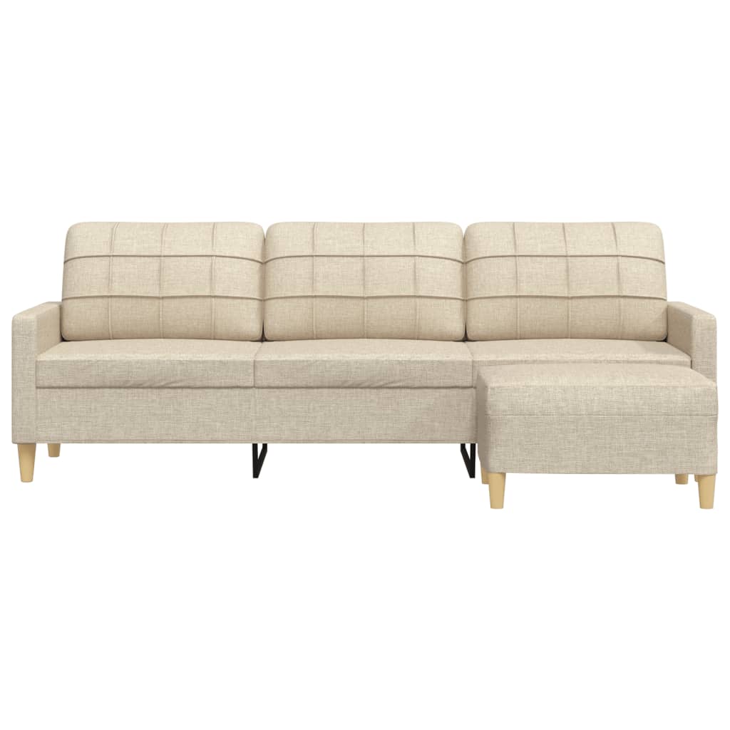 Driezitsbank met voetenbank 210 cm stof crèmekleurig is nu te koop bij PeponiXL, paradijselijk wonen!