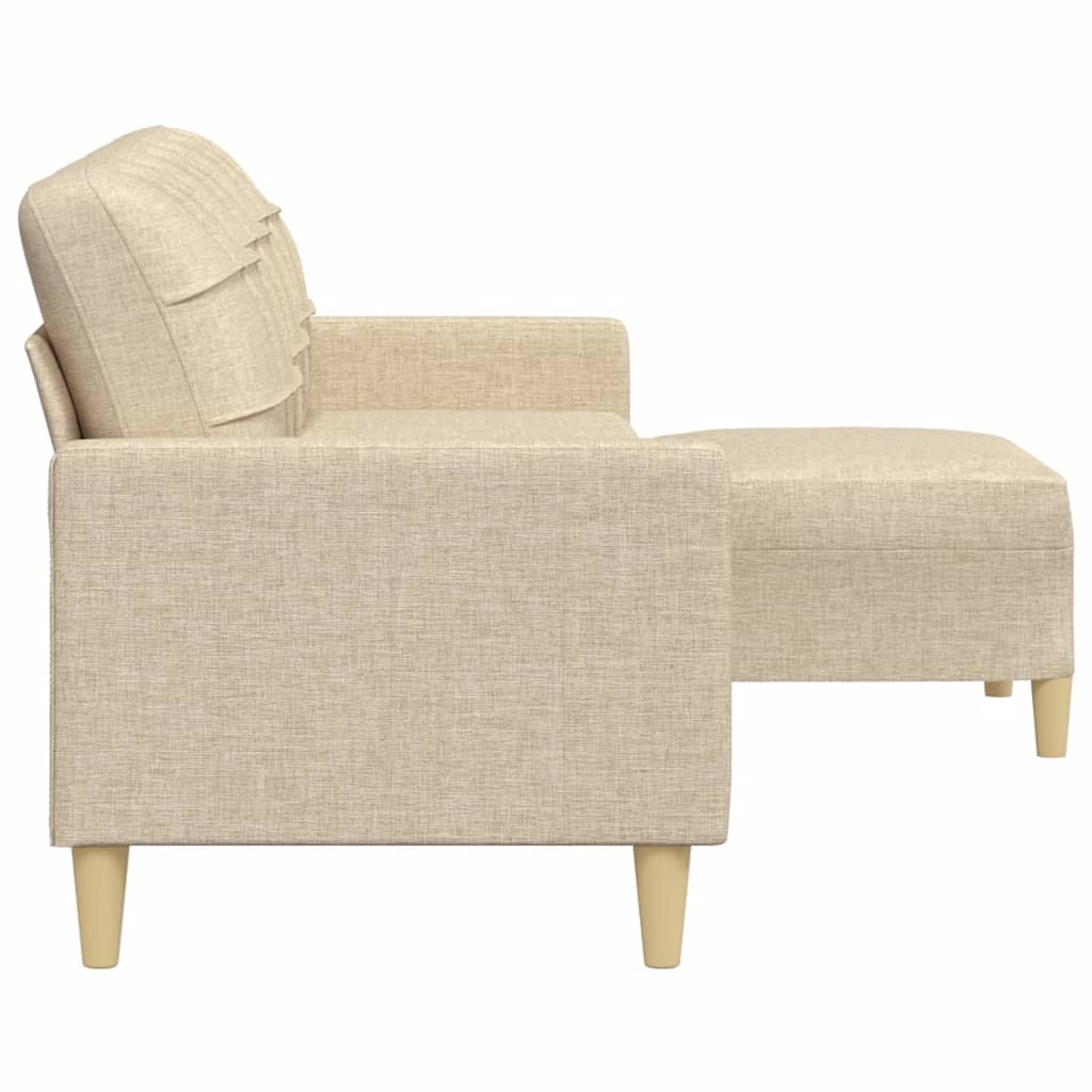 Driezitsbank met voetenbank 210 cm stof crèmekleurig is nu te koop bij PeponiXL, paradijselijk wonen!