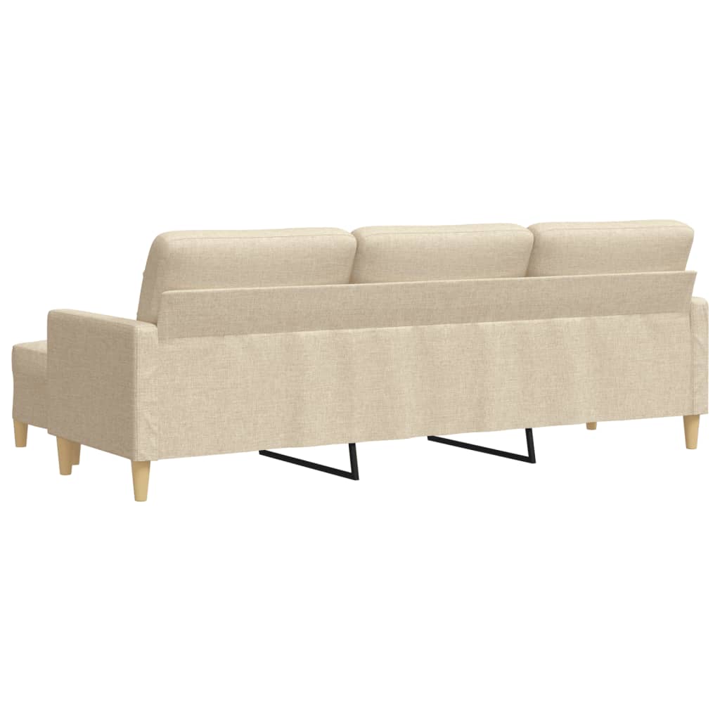 Driezitsbank met voetenbank 210 cm stof crèmekleurig is nu te koop bij PeponiXL, paradijselijk wonen!