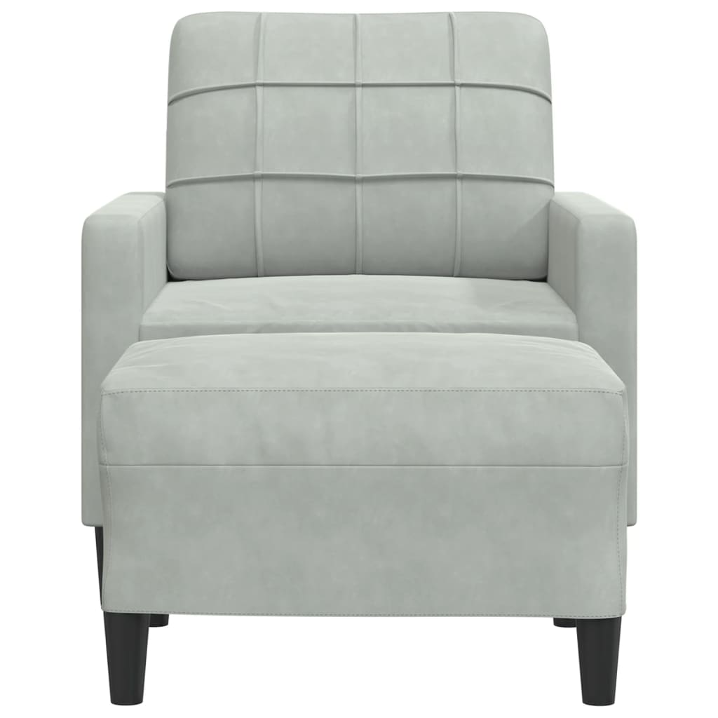 Fauteuil met voetenbank 60 cm fluweel lichtgrijs is nu te koop bij PeponiXL, paradijselijk wonen!