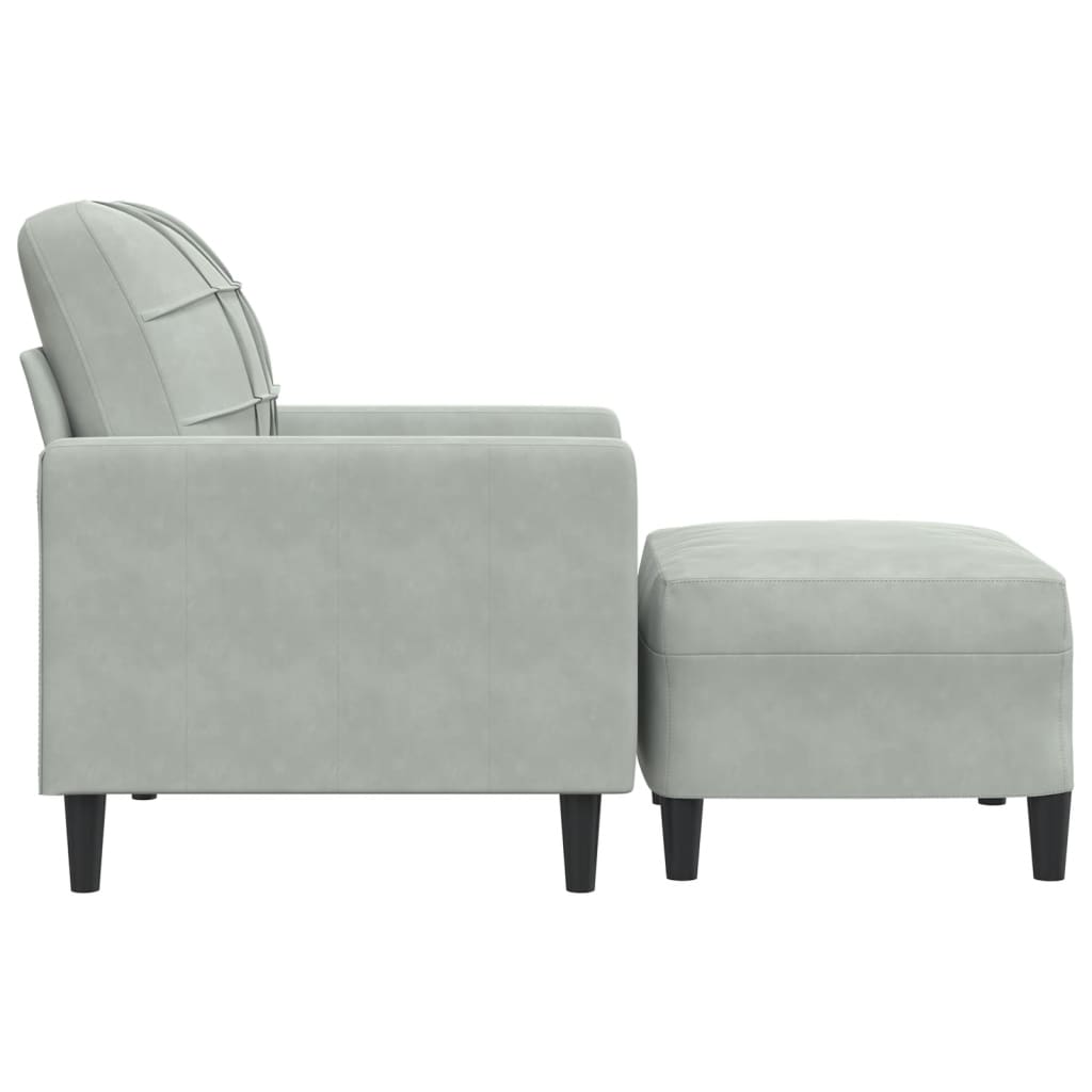 Fauteuil met voetenbank 60 cm fluweel lichtgrijs is nu te koop bij PeponiXL, paradijselijk wonen!
