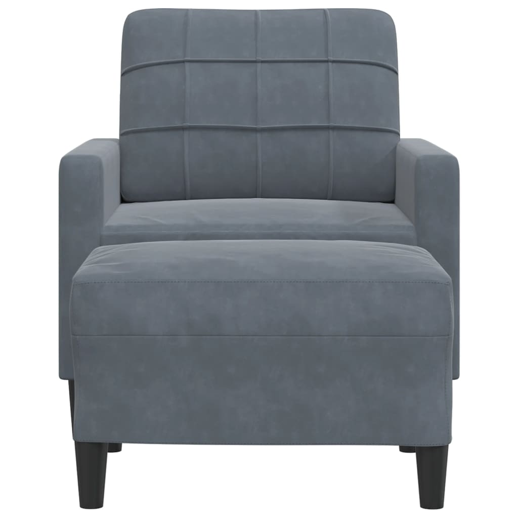 Fauteuil met voetenbank 60 cm fluweel donkergrijs is nu te koop bij PeponiXL, paradijselijk wonen!