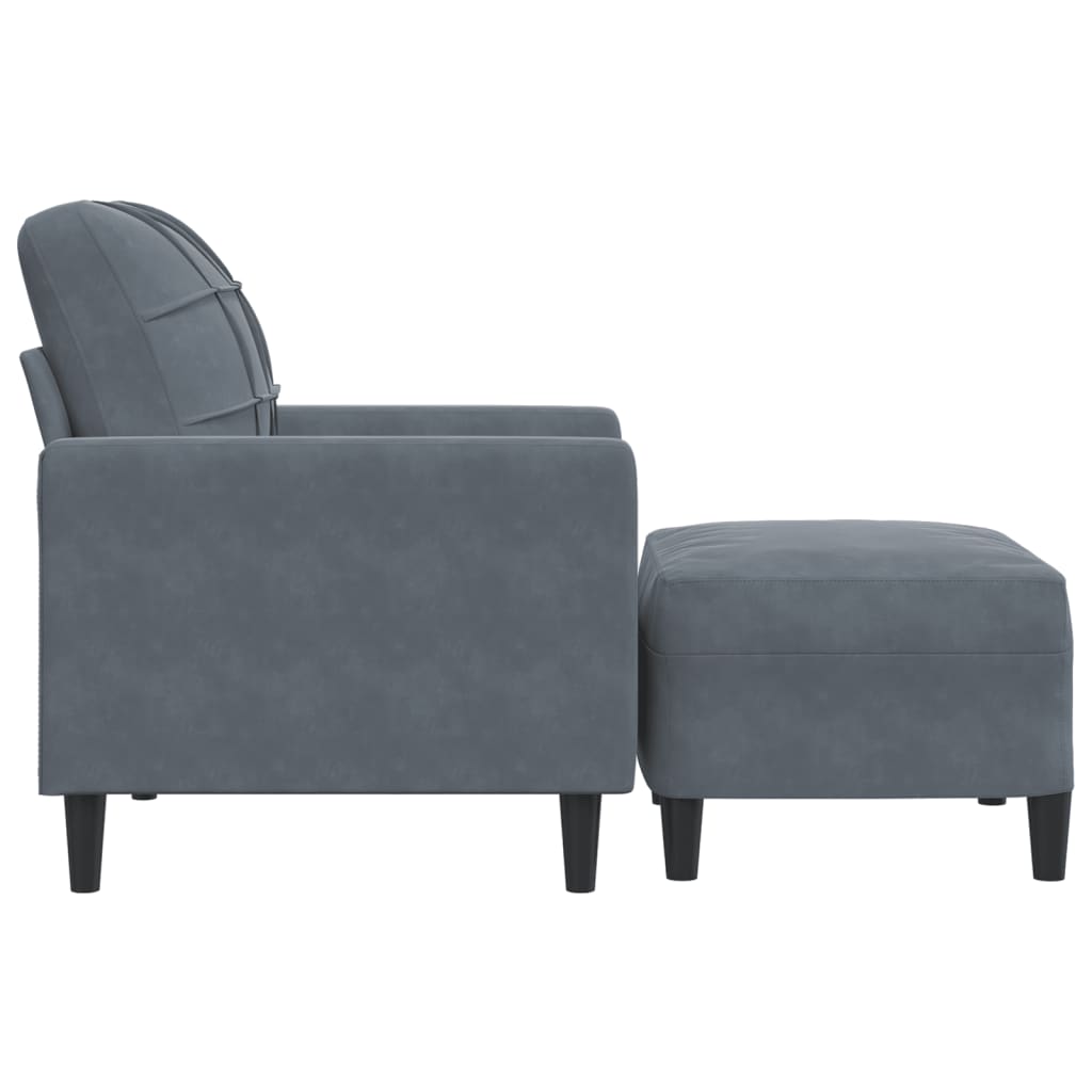 Fauteuil met voetenbank 60 cm fluweel donkergrijs is nu te koop bij PeponiXL, paradijselijk wonen!