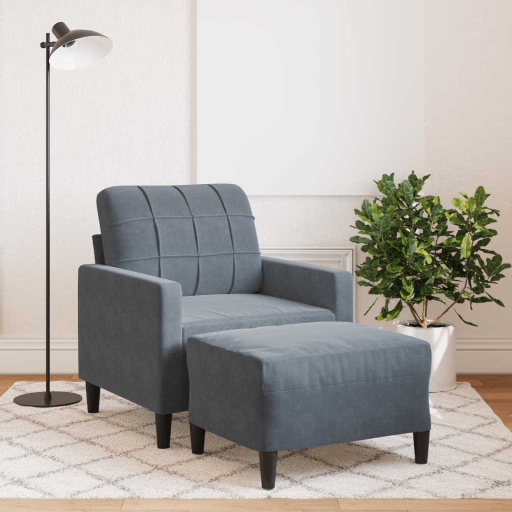 Fauteuil met voetenbank 60 cm fluweel donkergrijs is nu te koop bij PeponiXL, paradijselijk wonen!