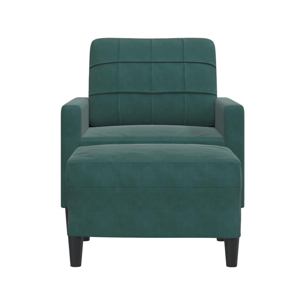 Fauteuil met voetenbank 60 cm fluweel donkergroen is nu te koop bij PeponiXL, paradijselijk wonen!