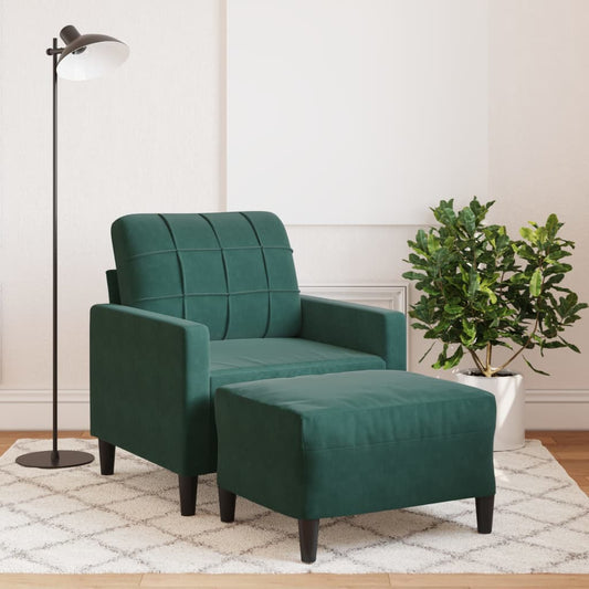 Fauteuil met voetenbank 60 cm fluweel donkergroen is nu te koop bij PeponiXL, paradijselijk wonen!