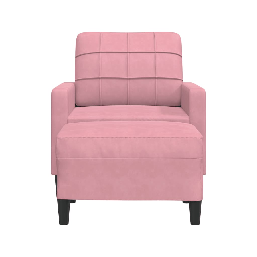 Fauteuil met voetenbank 60 cm fluweel roze is nu te koop bij PeponiXL, paradijselijk wonen!