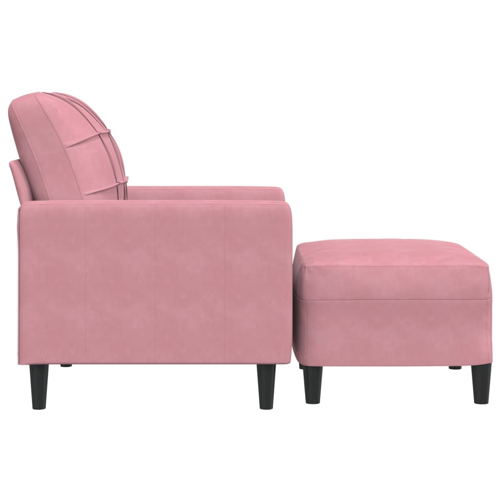 Fauteuil met voetenbank 60 cm fluweel roze is nu te koop bij PeponiXL, paradijselijk wonen!