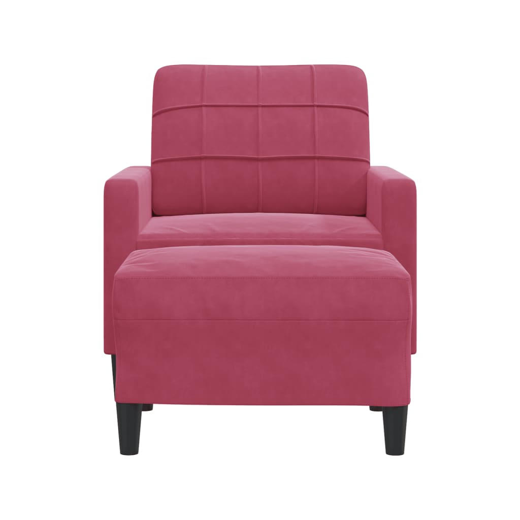 Fauteuil met voetenbank 60 cm fluweel wijnrood is nu te koop bij PeponiXL, paradijselijk wonen!