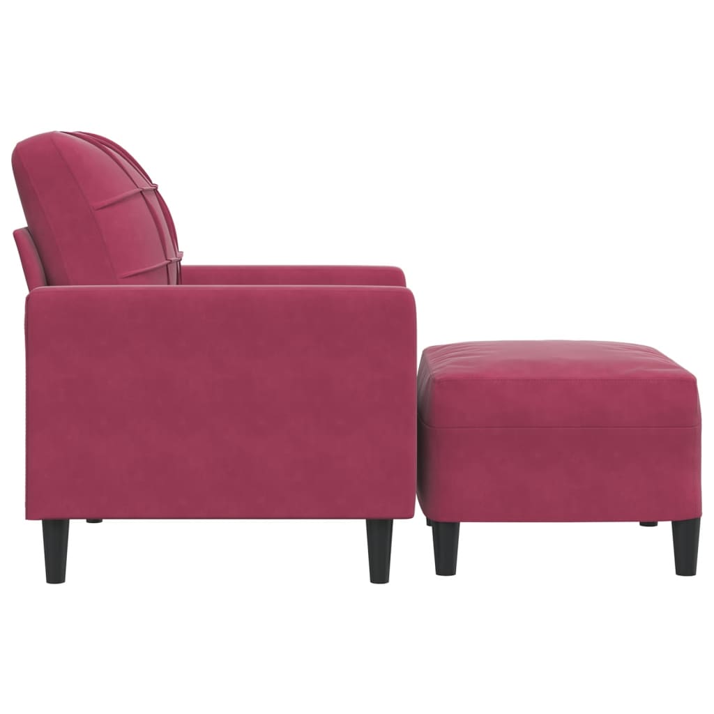 Fauteuil met voetenbank 60 cm fluweel wijnrood is nu te koop bij PeponiXL, paradijselijk wonen!