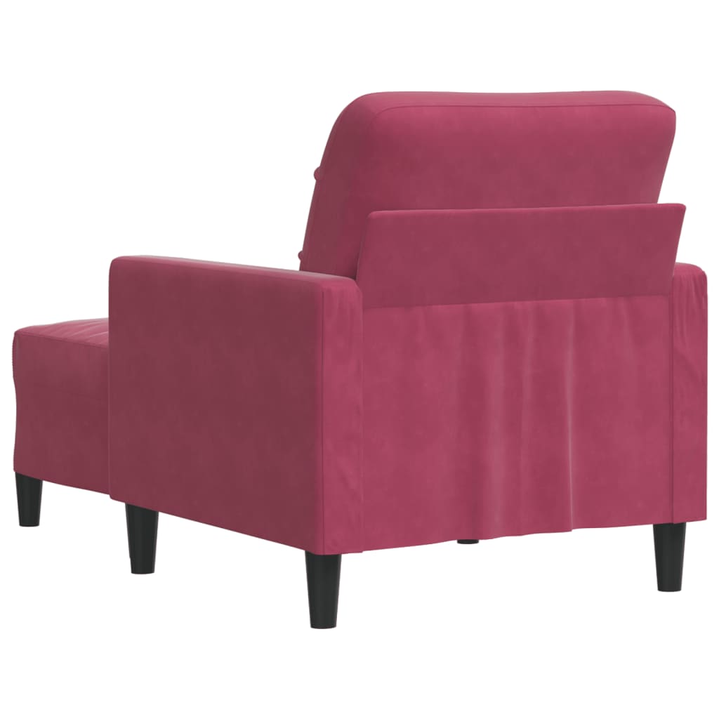 Fauteuil met voetenbank 60 cm fluweel wijnrood is nu te koop bij PeponiXL, paradijselijk wonen!