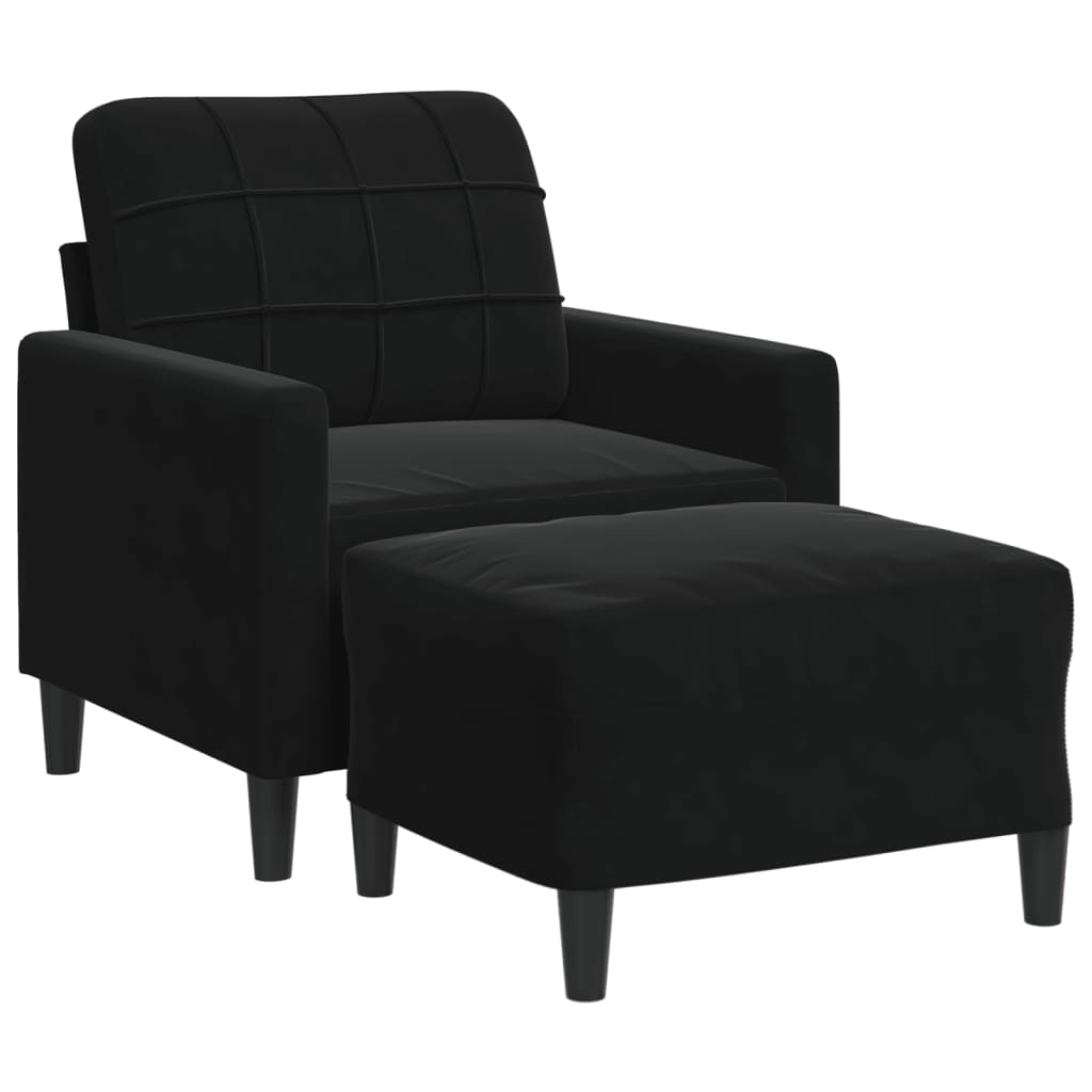 Fauteuil met voetenbank 60 cm fluweel zwart is nu te koop bij PeponiXL, paradijselijk wonen!