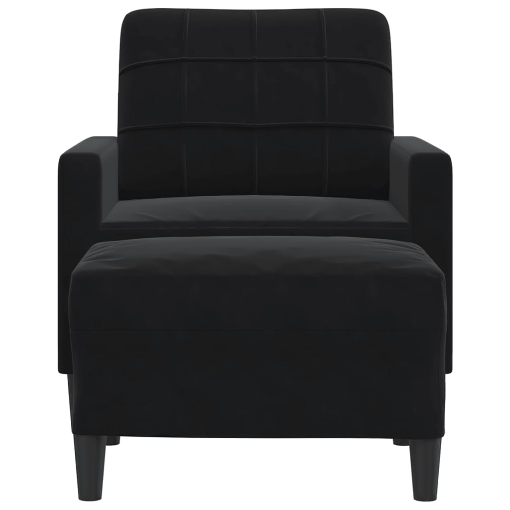 Fauteuil met voetenbank 60 cm fluweel zwart is nu te koop bij PeponiXL, paradijselijk wonen!