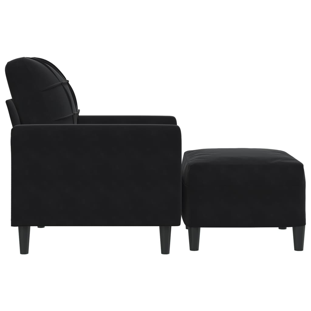 Fauteuil met voetenbank 60 cm fluweel zwart is nu te koop bij PeponiXL, paradijselijk wonen!